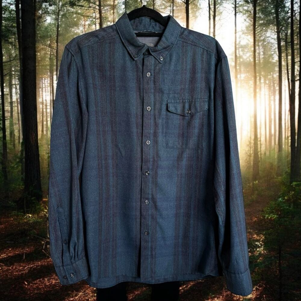 The North Face Mens Shirt Sz M Blue Burgundy Plaid Long Sleeve‎ Button Up - Picture 2 of 6